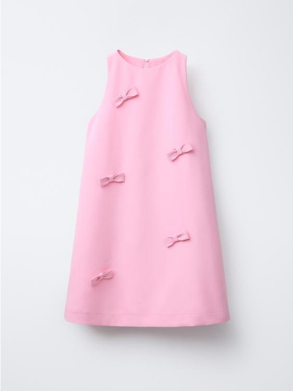 Zara Light Pink Sleeveless A-Line Dress with Mini Bows